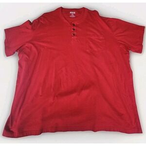 Duluth Trading Henley Shirt Mens 4XL Red Longtail T Relaxed Short Sleeve Pocket